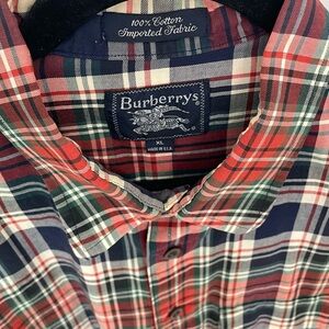 Burberry Vintage Tartan Plaid Check Cotton Poplin Shirt Made In USA.  21